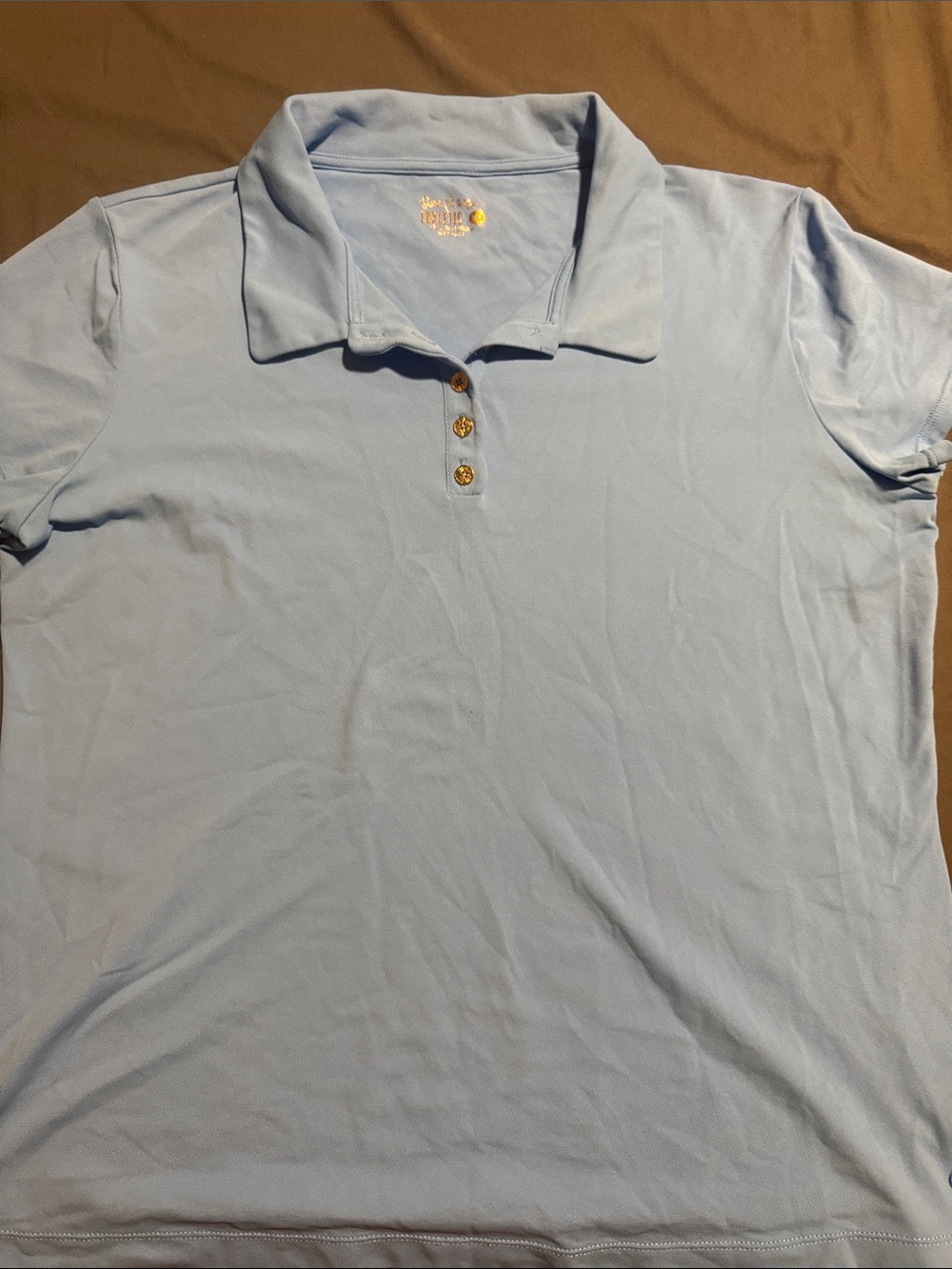 Lilly Pulitzer Light Blue Polo with Gold Buttons